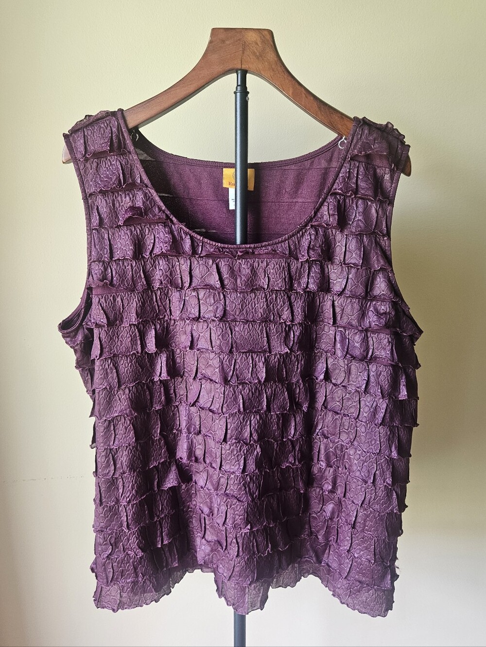 Ruby Rd. Plum Ruffle Tiered Textured Tank Top Size XL